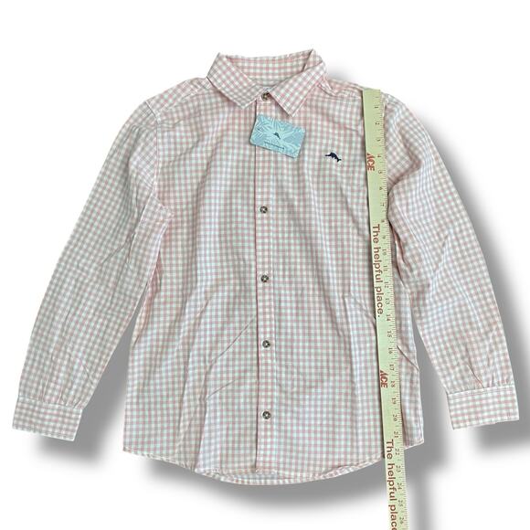 Tommy Bahama Kids Boys Pink White Gingham Button Shirt XL 14 NWT - Picture 5 of 12